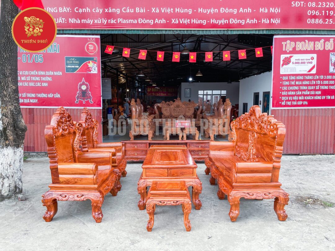 Bộ bàn ghế Hoàng Gia 6 món siêu đẹp tại Đồ gỗ Thiên Phú