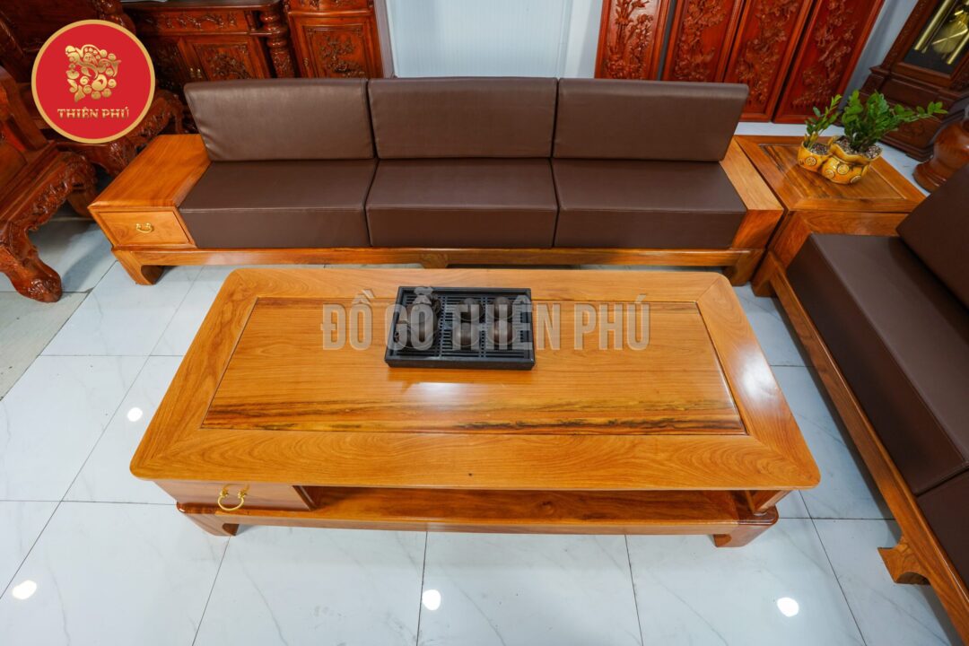 Mẫu sofa gỗ hình chữ L sang trọng