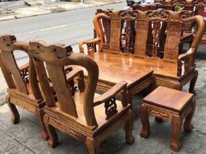 Bộ Bàn Ghế Gỗ Gõ Đỏ Tay 8