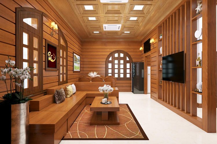 Tủ gỗ giúp nâng tầm không gian phòng khách